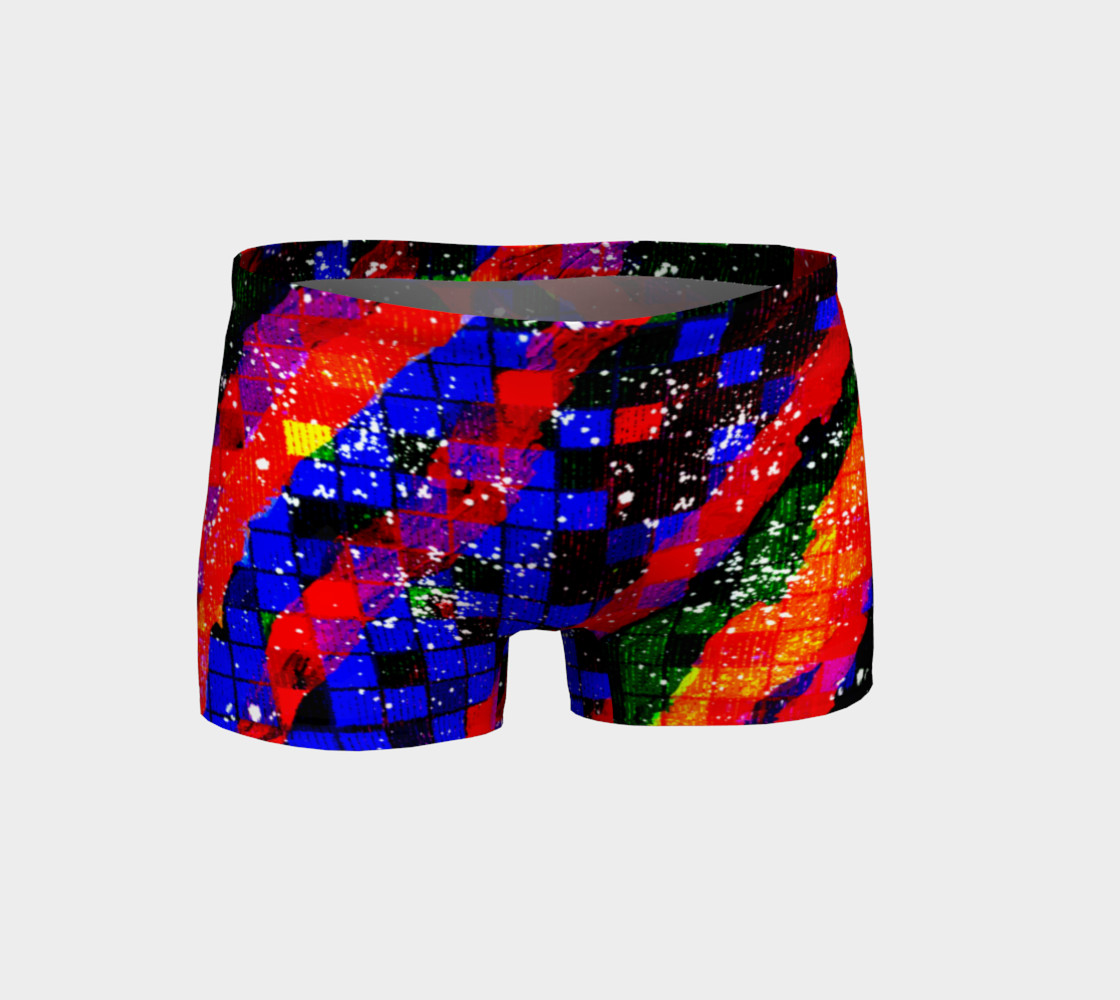 Fiery Colorful Grunge Squares and Stripes Shorts preview #1