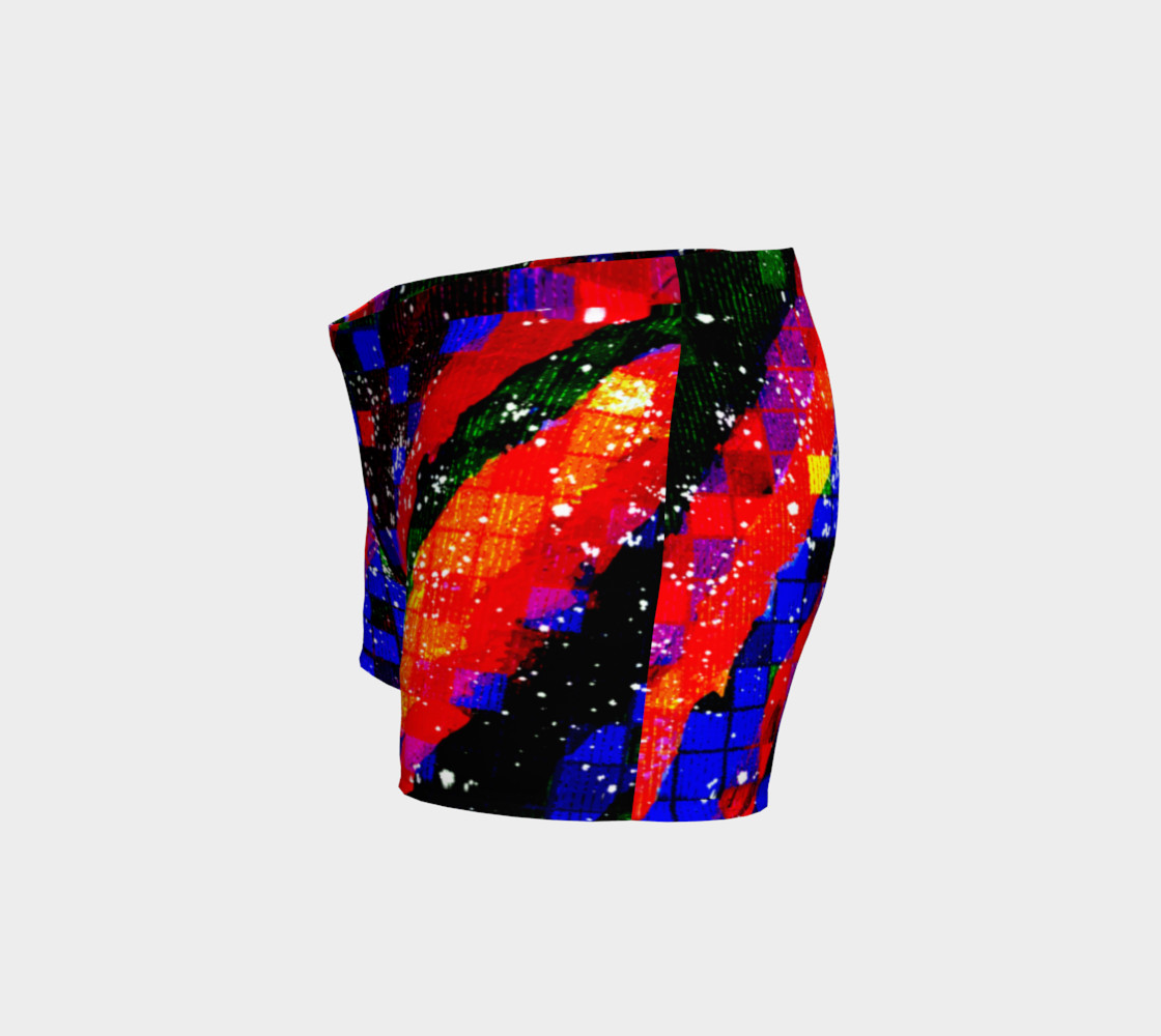 Fiery Colorful Grunge Squares and Stripes Shorts preview #2