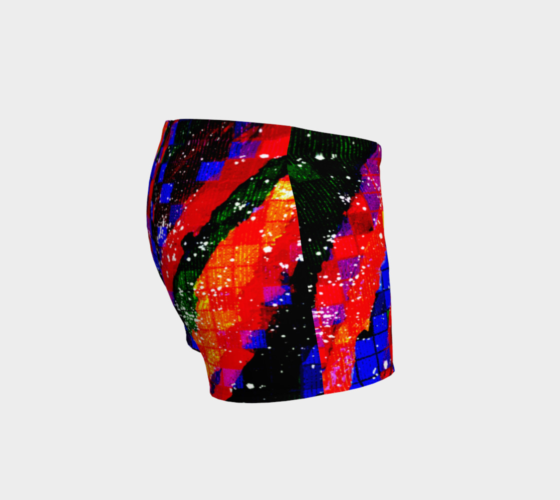 Fiery Colorful Grunge Squares and Stripes Shorts preview #3
