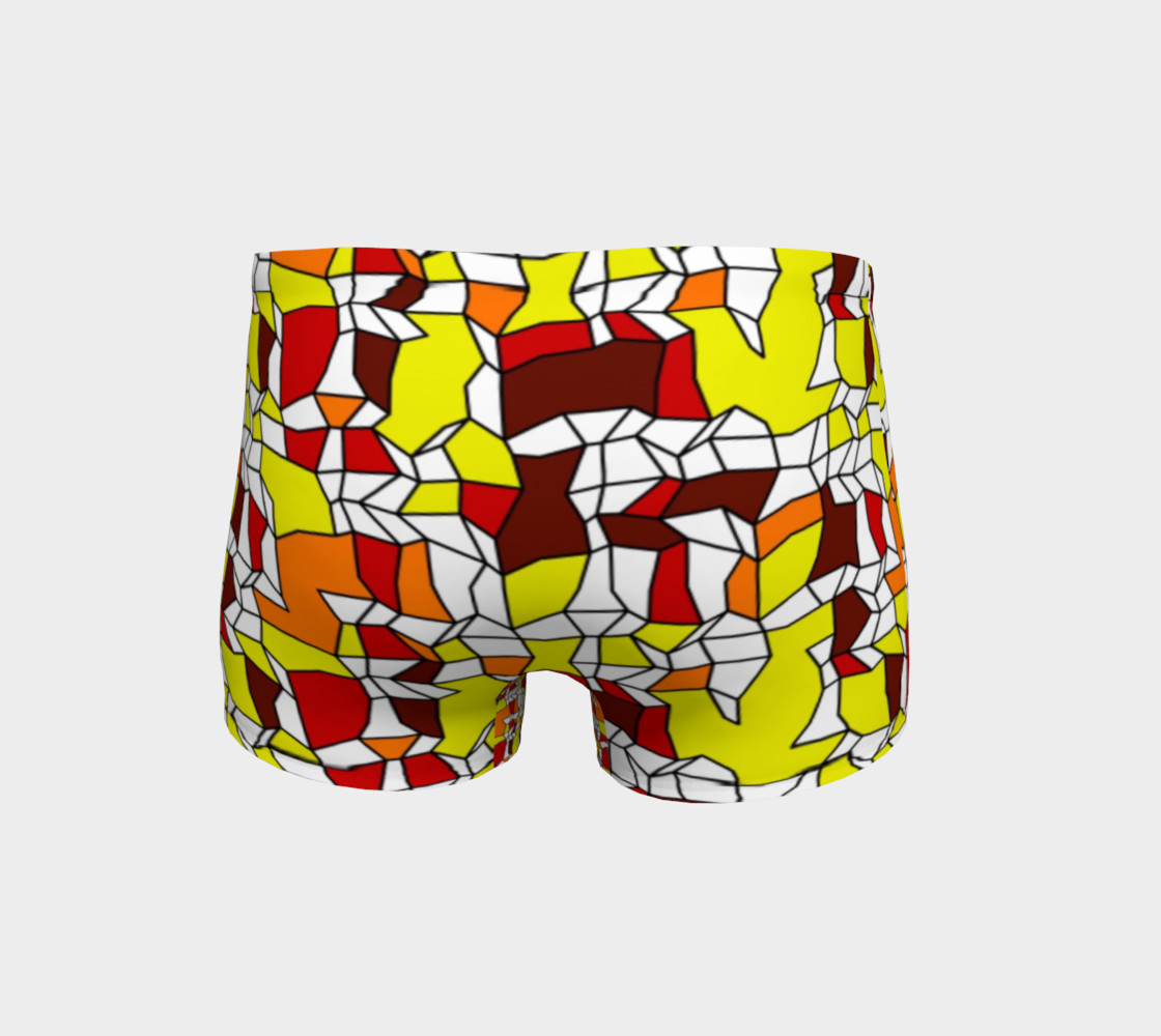 Yellow Burgundy Brick Geometric Fitness Shorts preview #4