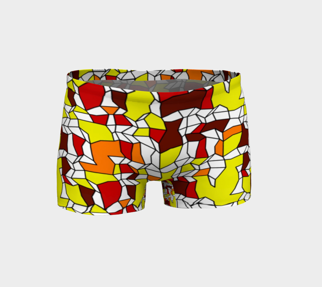 Yellow Burgundy Brick Geometric Fitness Shorts preview #1