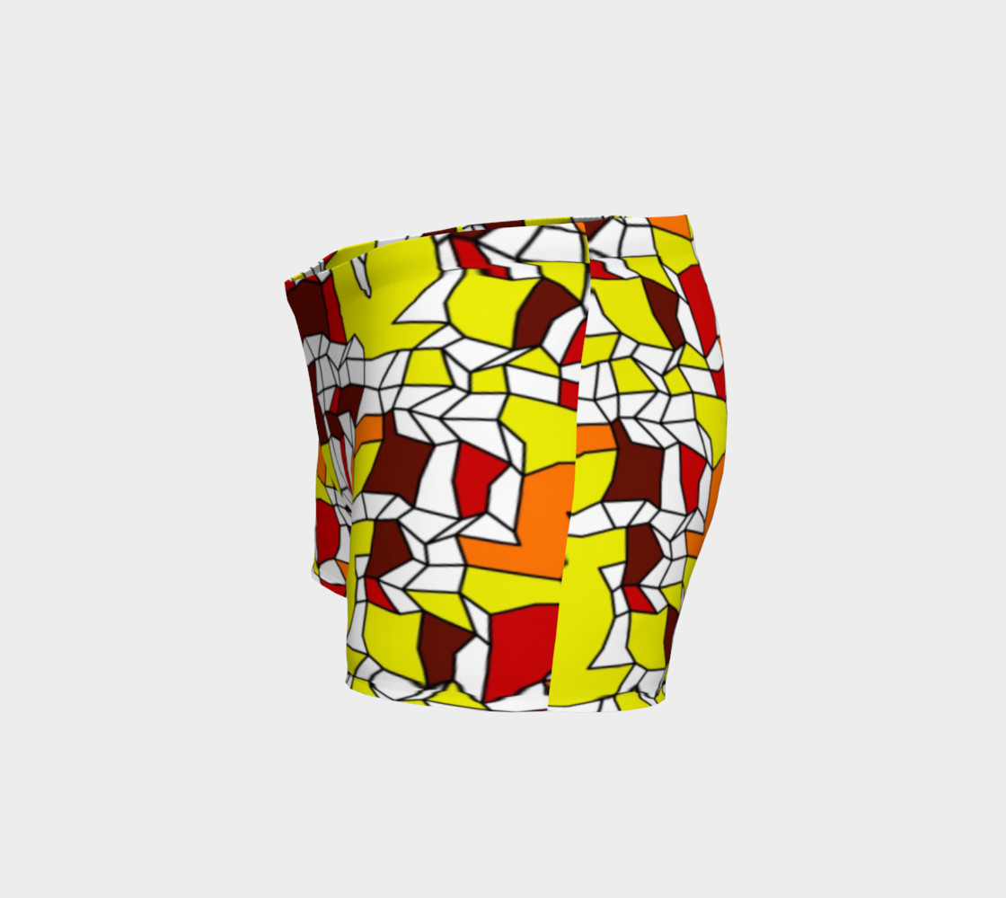 Yellow Burgundy Brick Geometric Fitness Shorts preview #2