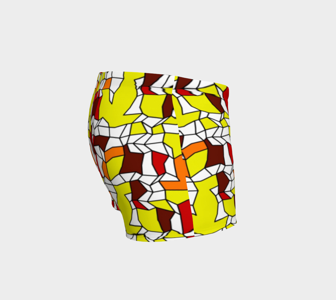 Yellow Burgundy Brick Geometric Fitness Shorts preview #3