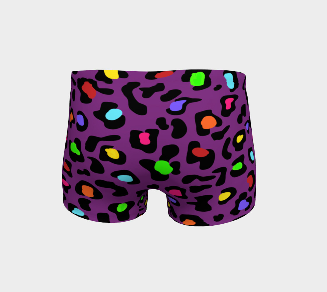 Rainbow Leopard Gym Shorts Purple preview #4