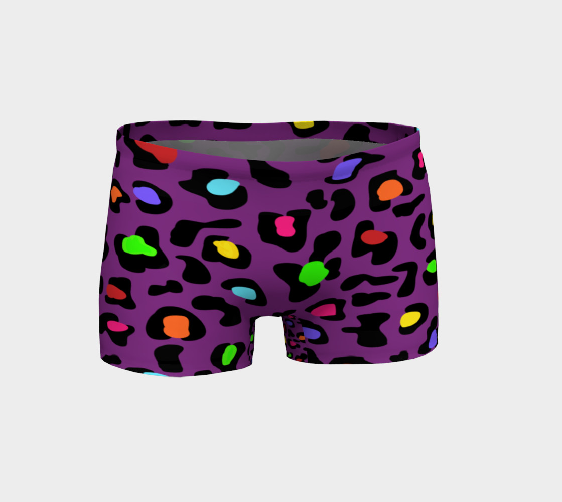 Rainbow Leopard Gym Shorts Purple preview #1