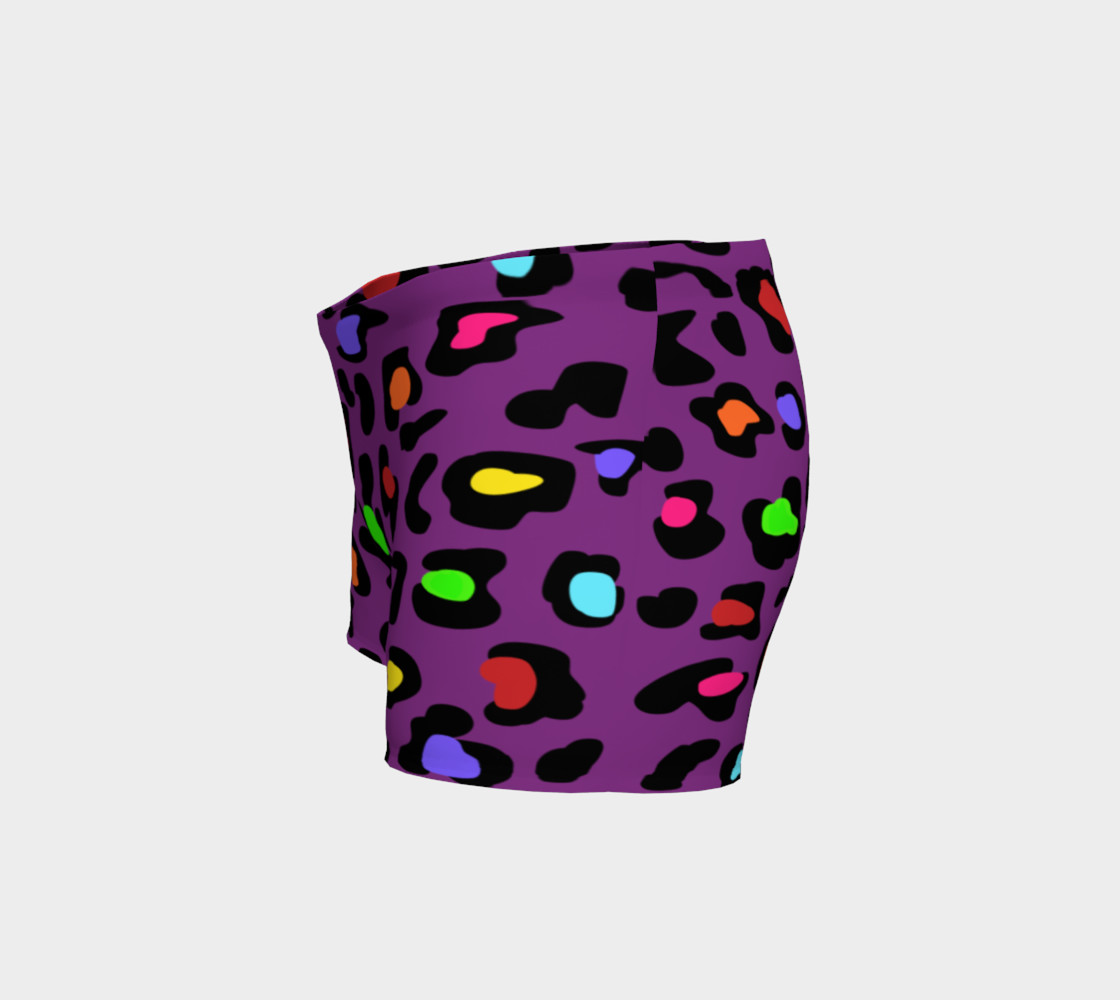 Rainbow Leopard Gym Shorts Purple preview #2