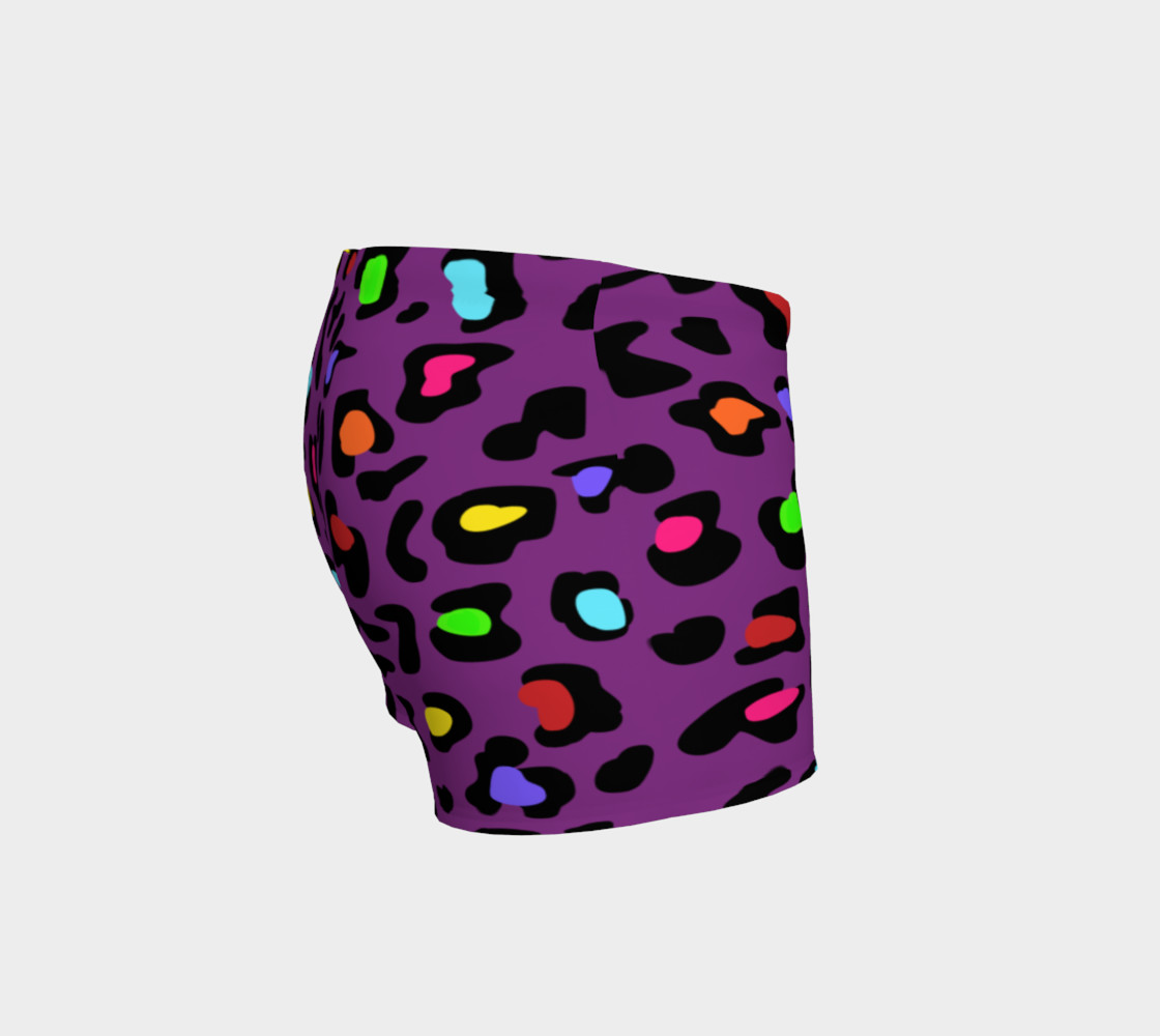 Rainbow Leopard Gym Shorts Purple preview #3
