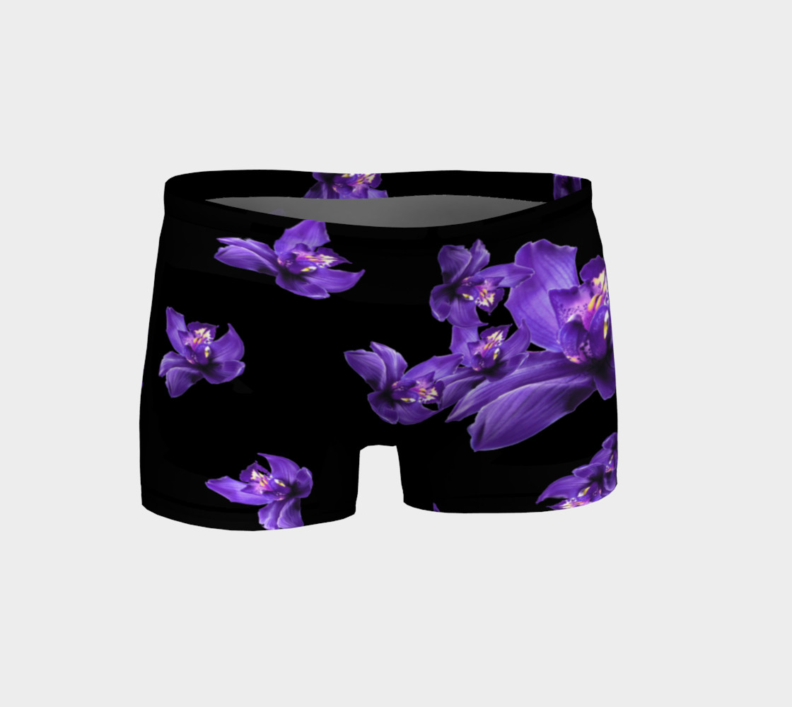 Purple Flower Work Out Shorts thumbnail #2