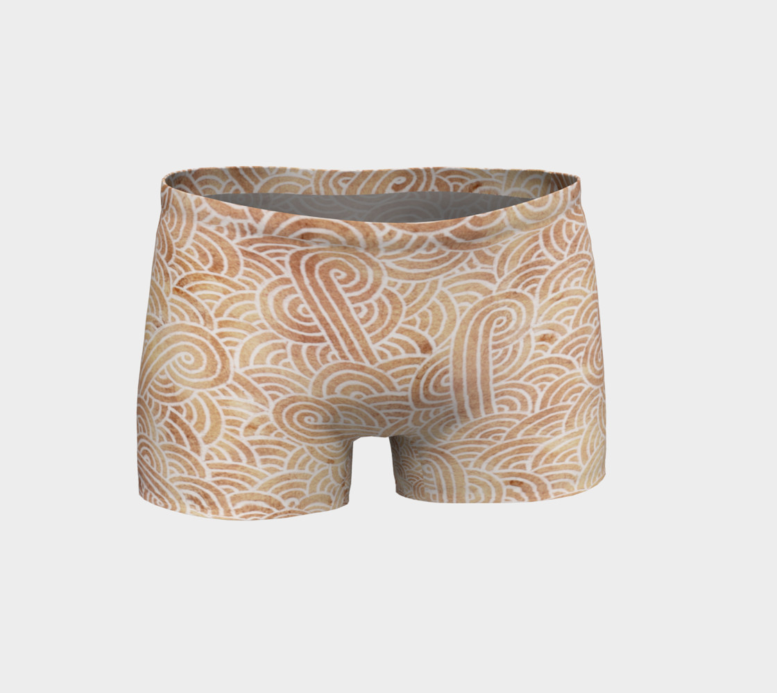 Iced coffee and white swirls doodles Shorts 3D preview
