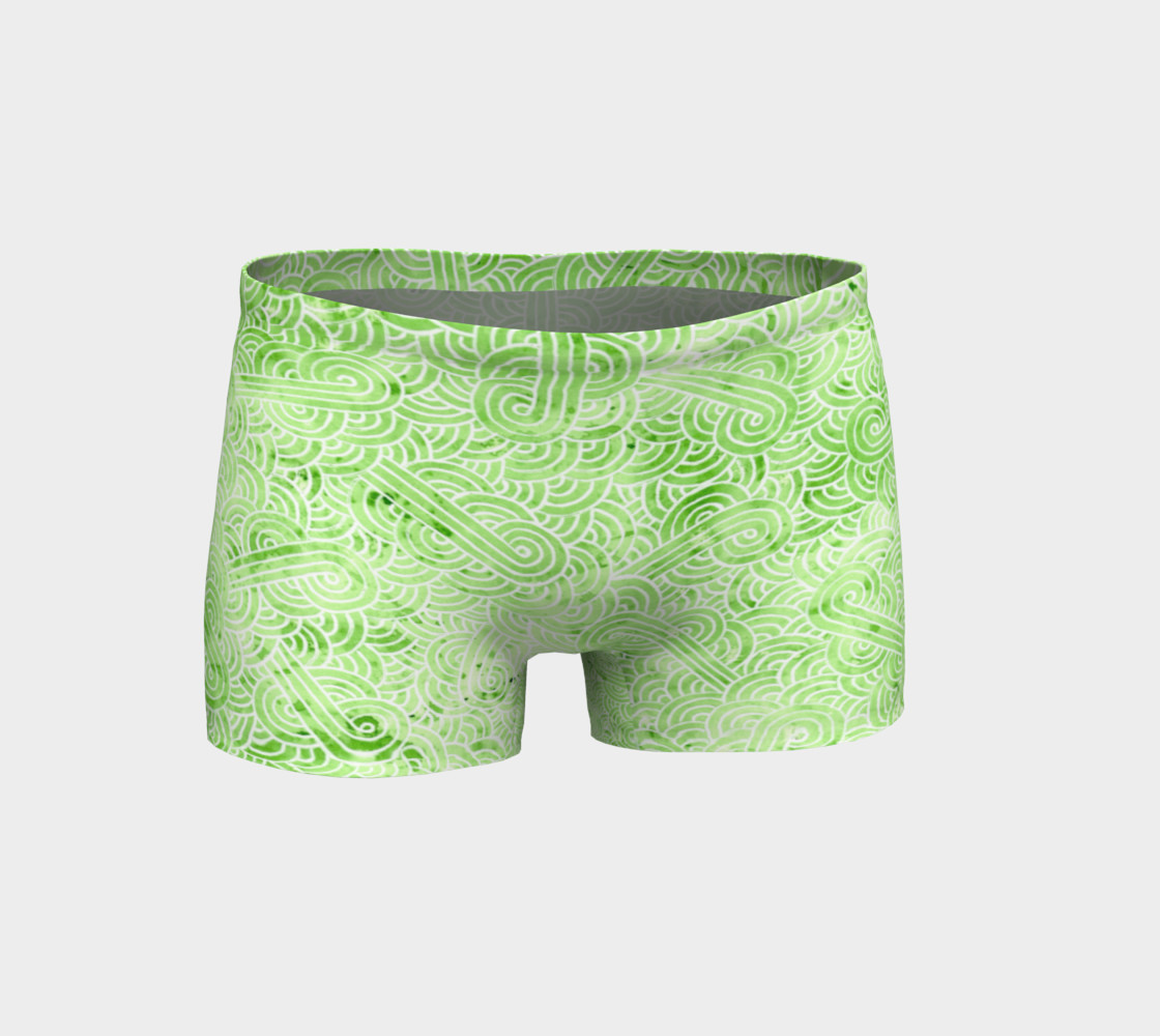 Greenery and white swirls doodles Shorts preview #1