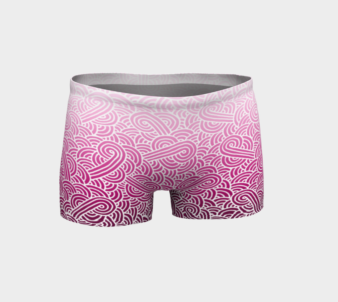 Ombre pink and white swirls doodles Shorts preview #1