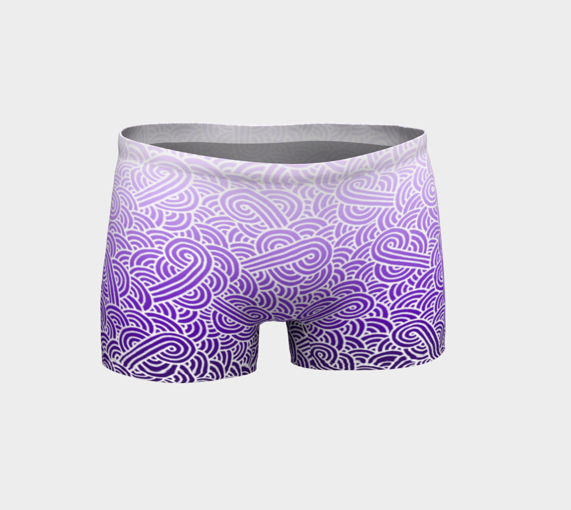 Ombre purple and white swirls doodles Shorts thumbnail #2