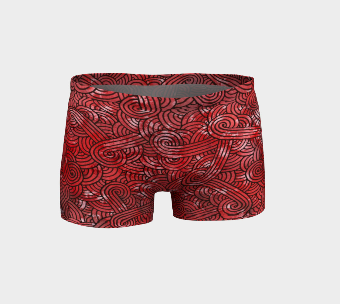 Red and black swirls doodles Shorts preview #1