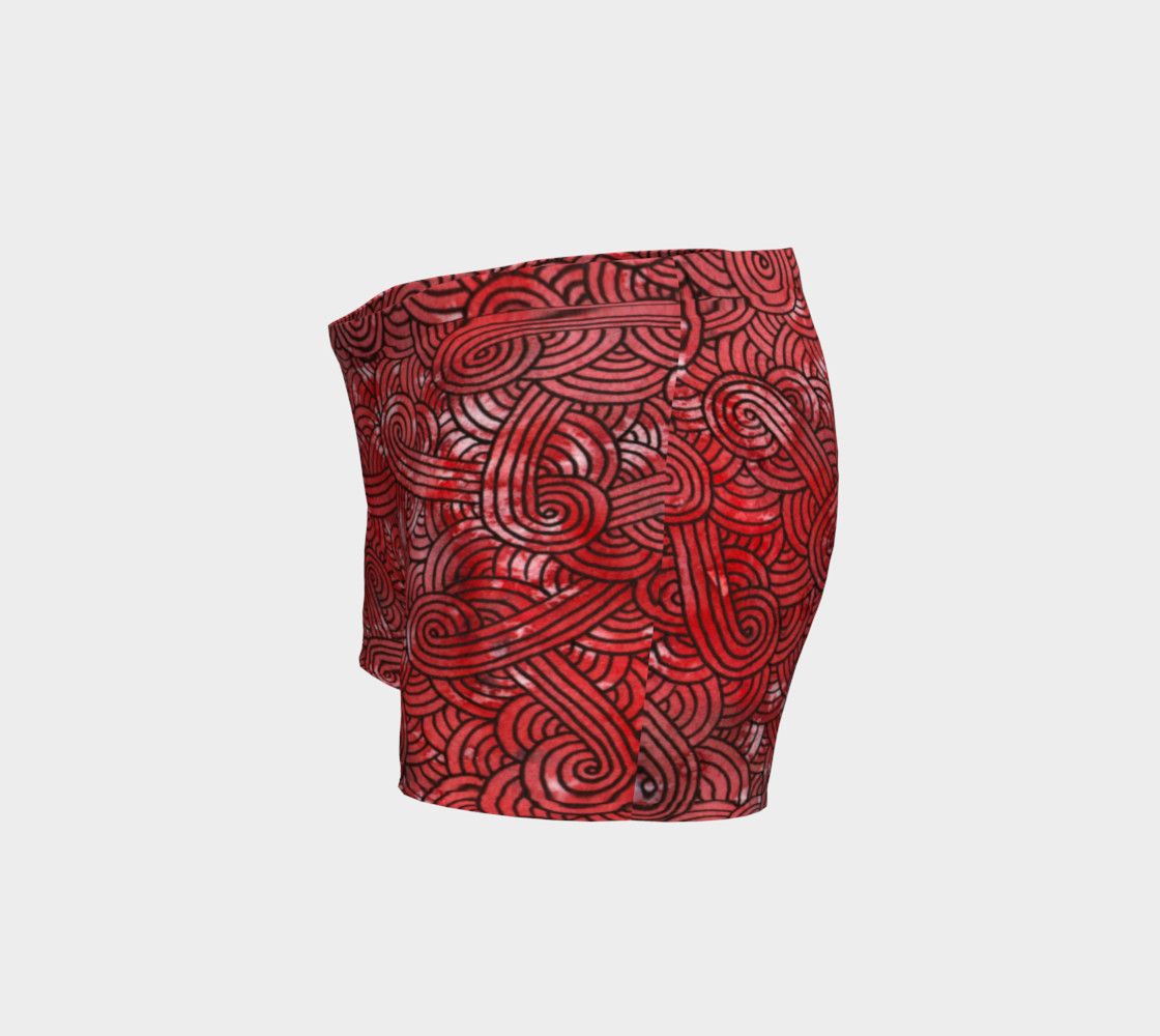 Red and black swirls doodles Shorts preview #2