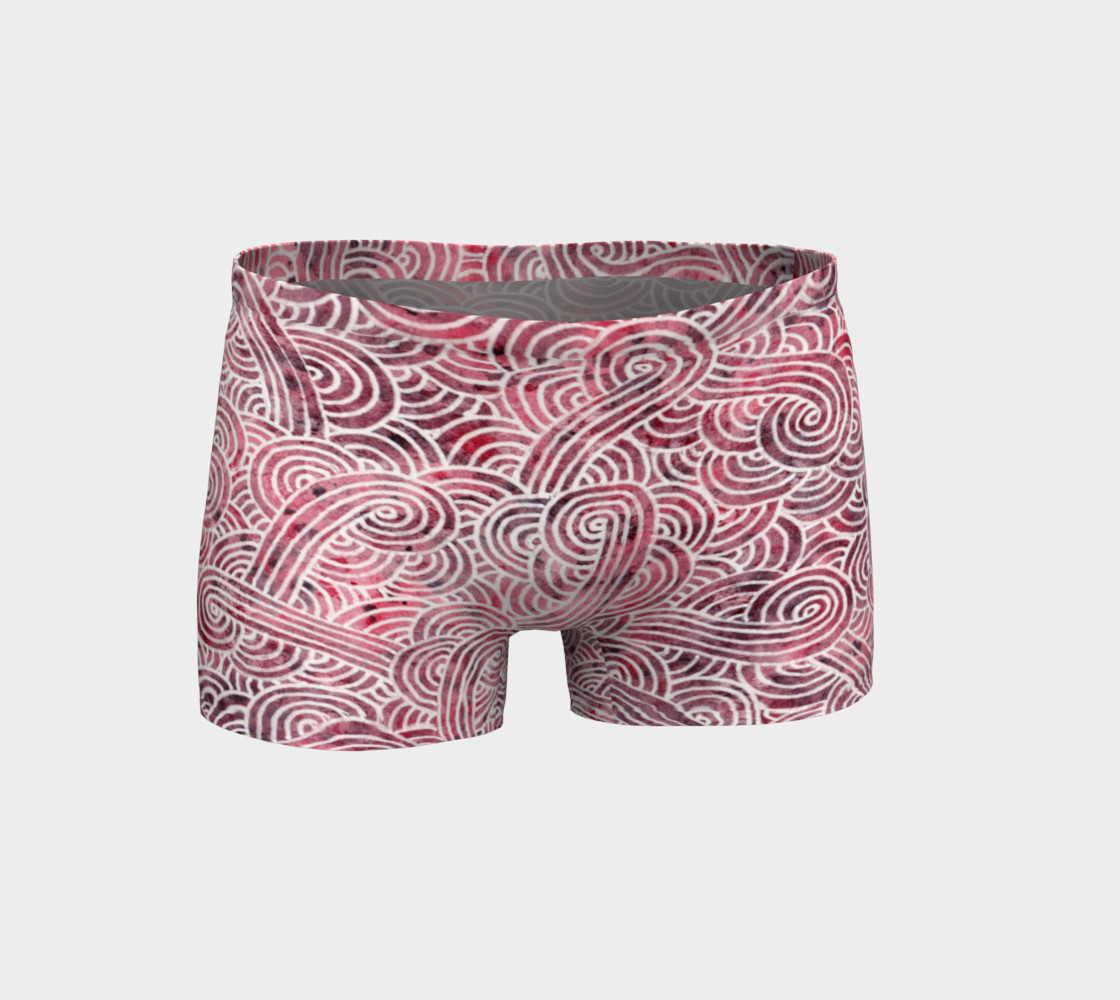 Red and white swirls doodles Shorts preview #1