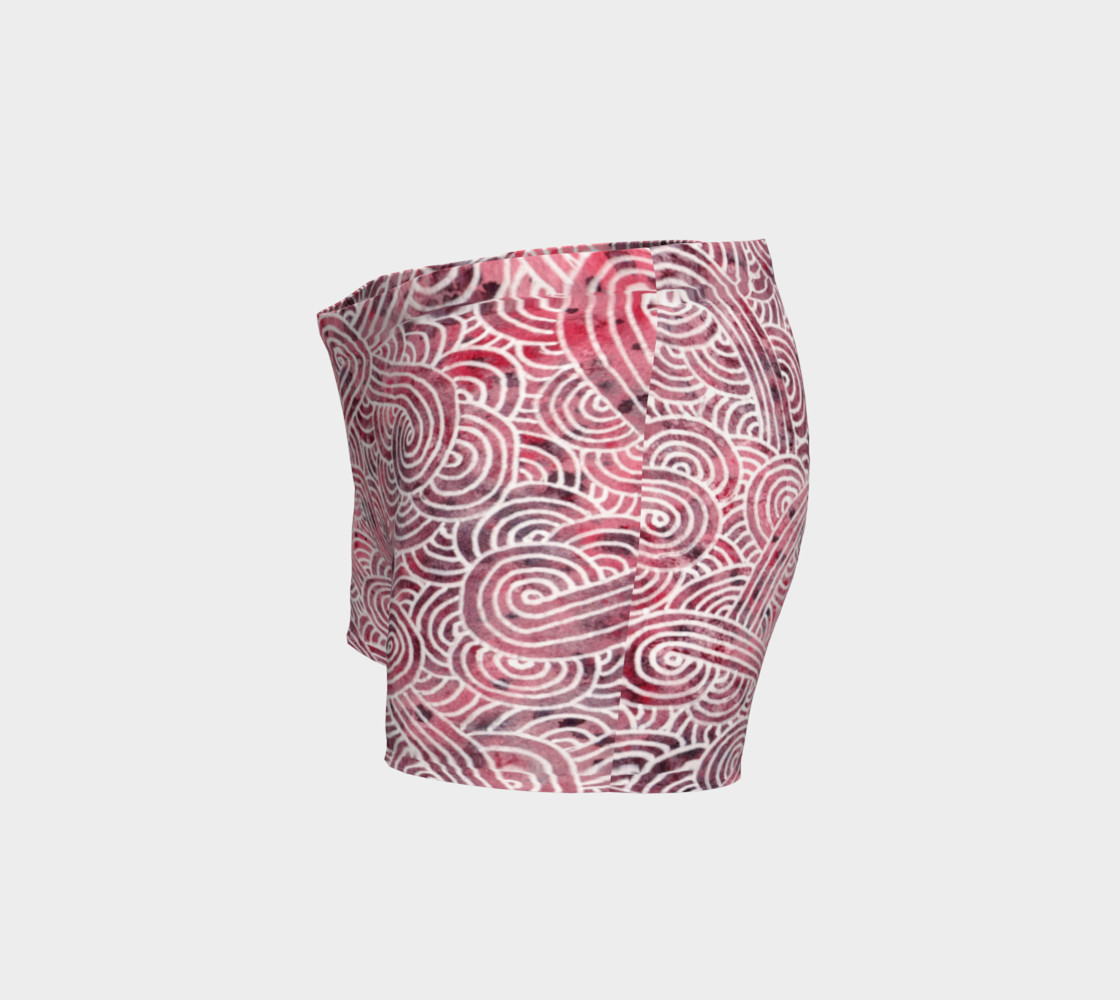 Red and white swirls doodles Shorts preview #2