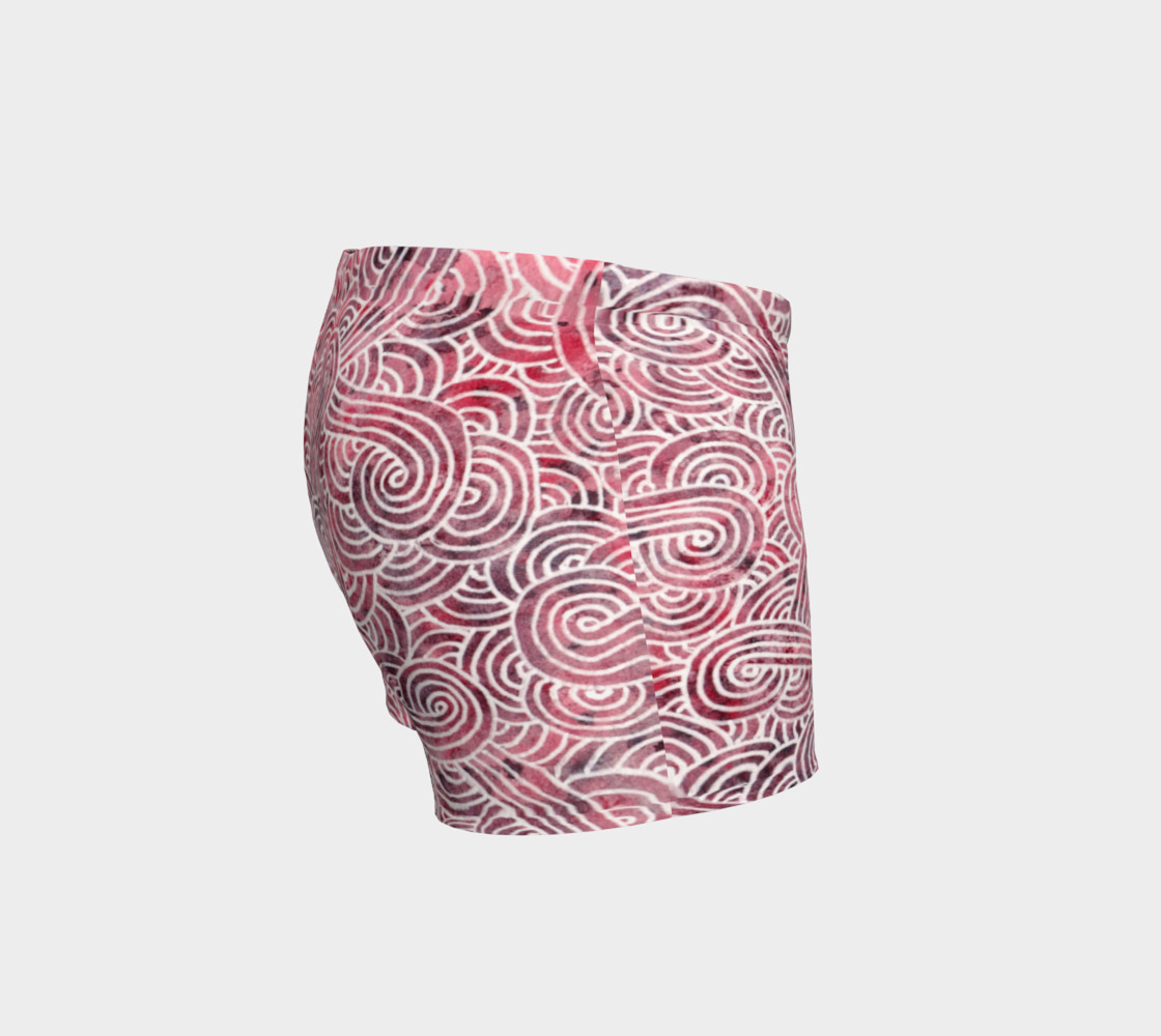 Red and white swirls doodles Shorts preview #3