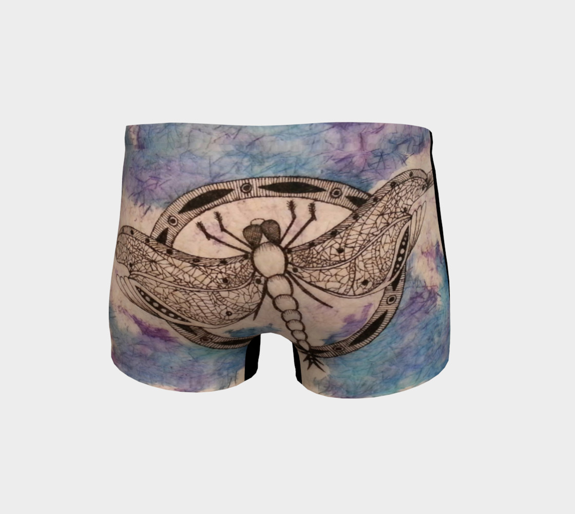 Dragonfly Bum Watercolor Batik Womens Athletic Shorts preview #4