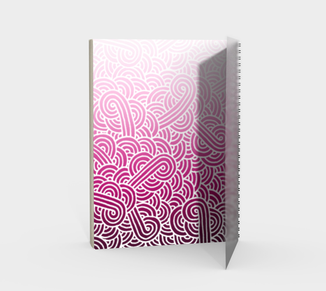 Ombré pink and white swirls doodles Spiral Notebook preview #2