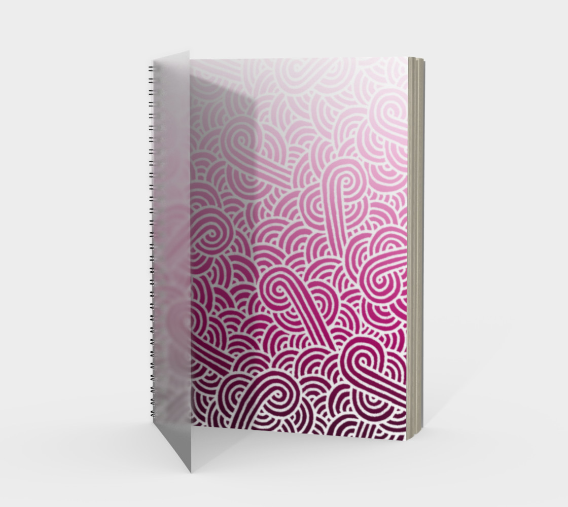 Ombré pink and white swirls doodles Spiral Notebook preview #1