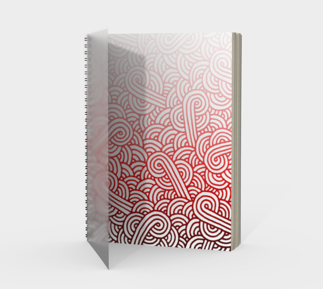 Gradient red and white swirls doodles Spiral Notebook thumbnail #2