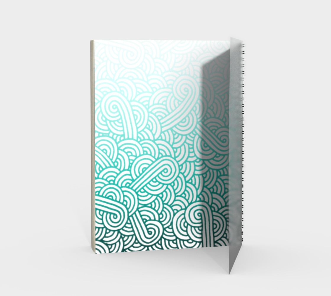 Gradient turquoise blue and white swirls doodles Spiral Notebook preview #2
