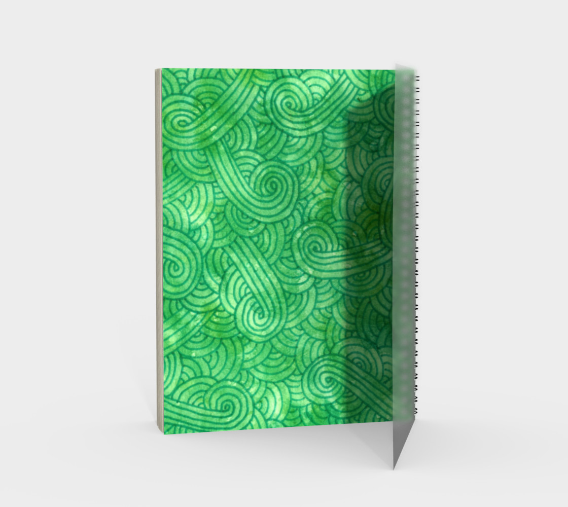 Bright green swirls doodles Spiral Notebook preview #2