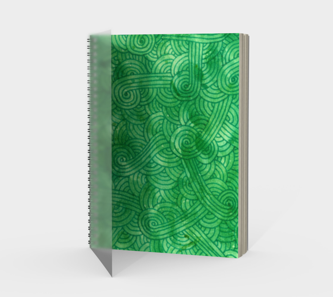 Bright green swirls doodles Spiral Notebook preview #1