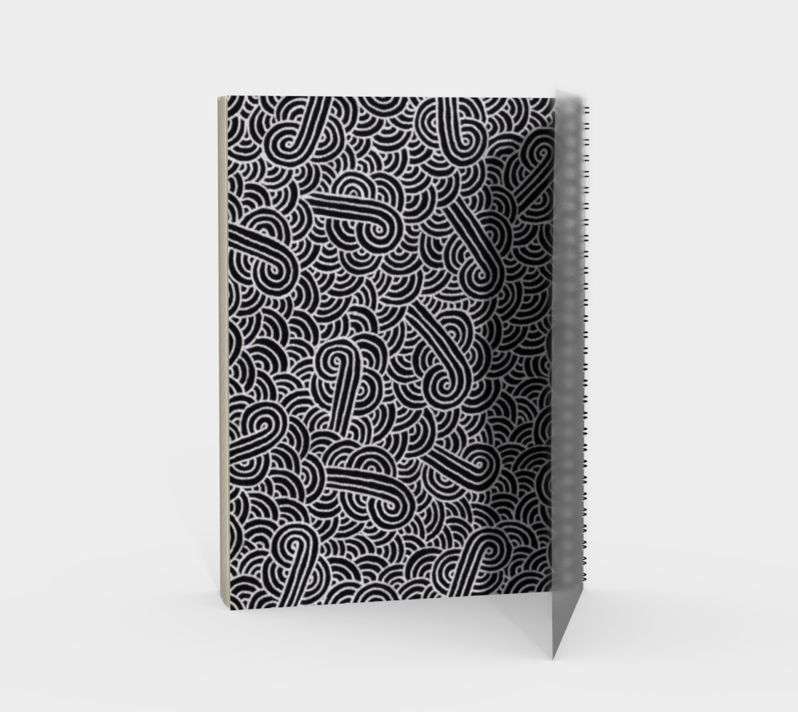 Faux silver and black swirls doodles Spiral Notebook preview #2