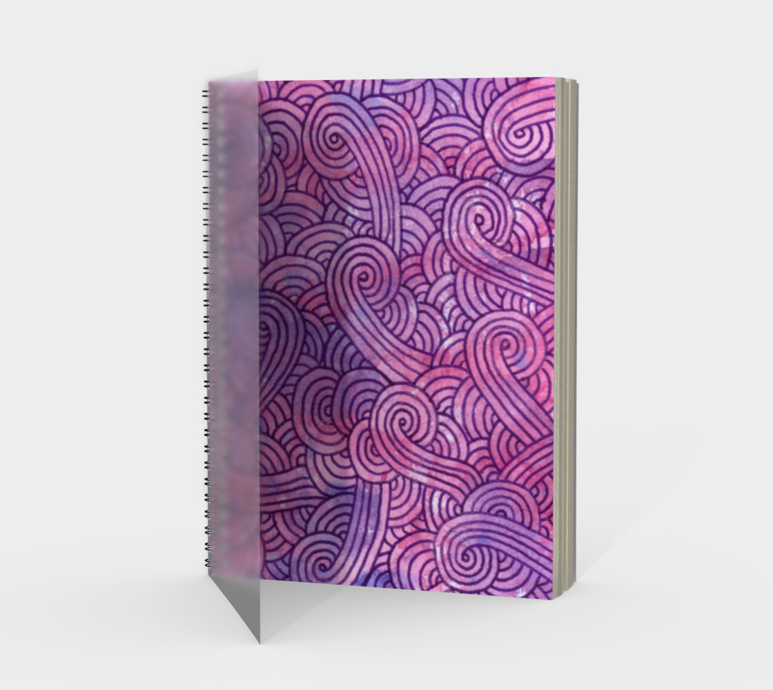 Aperçu de Neon purple and pink swirls doodles Spiral Notebook #1