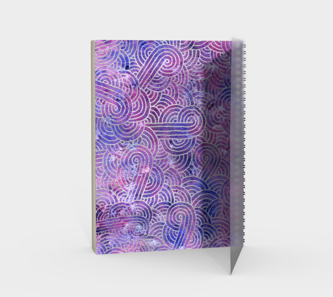 Purple and faux silver swirls doodles Spiral Notebook preview #2