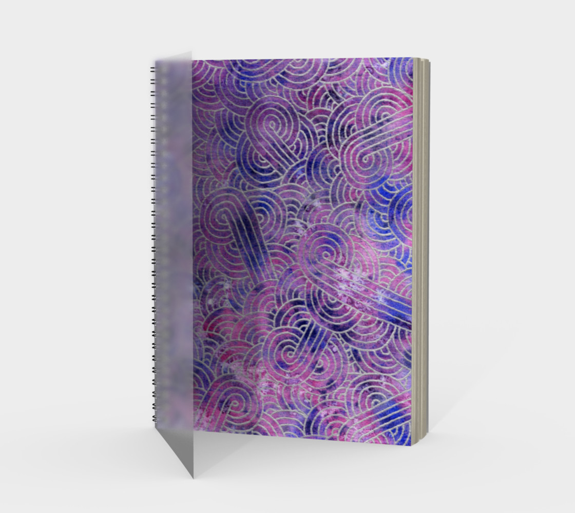 Purple and faux silver swirls doodles Spiral Notebook preview #1