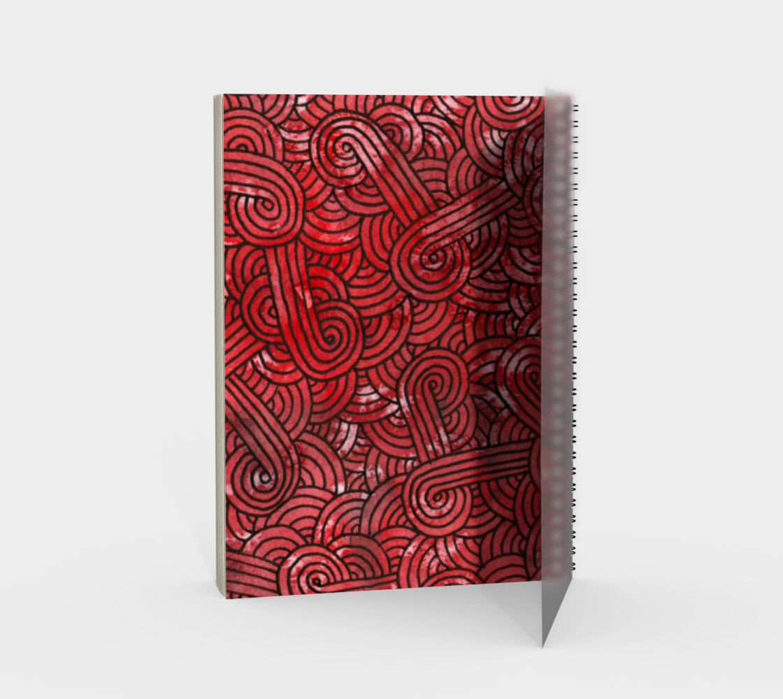 Red and black swirls doodles Spiral Notebook preview #2