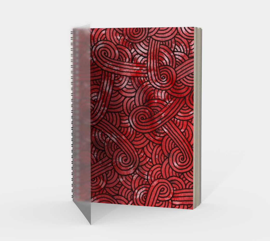 Red and black swirls doodles Spiral Notebook preview #1