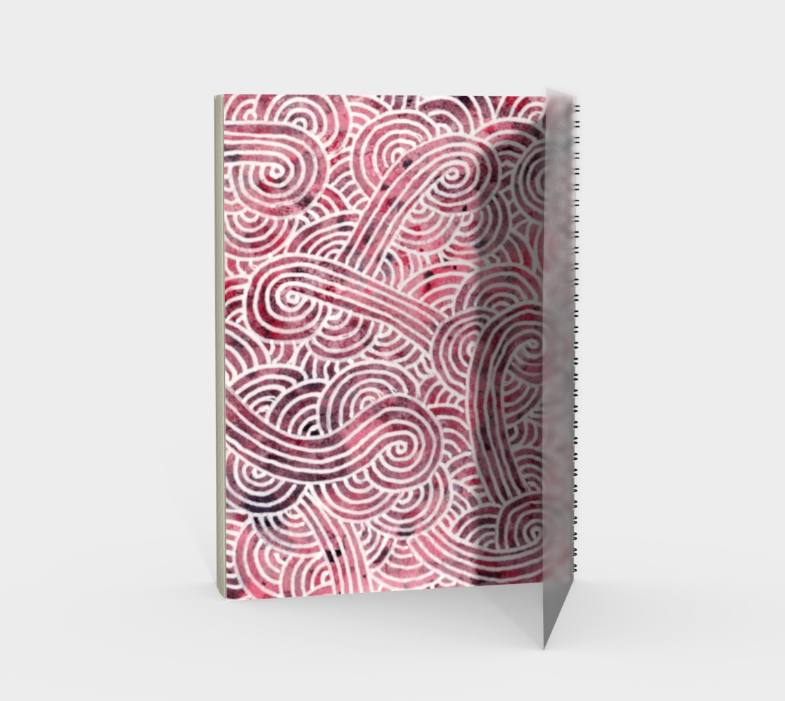 Aperçu de Red and white swirls doodles Spiral Notebook #2