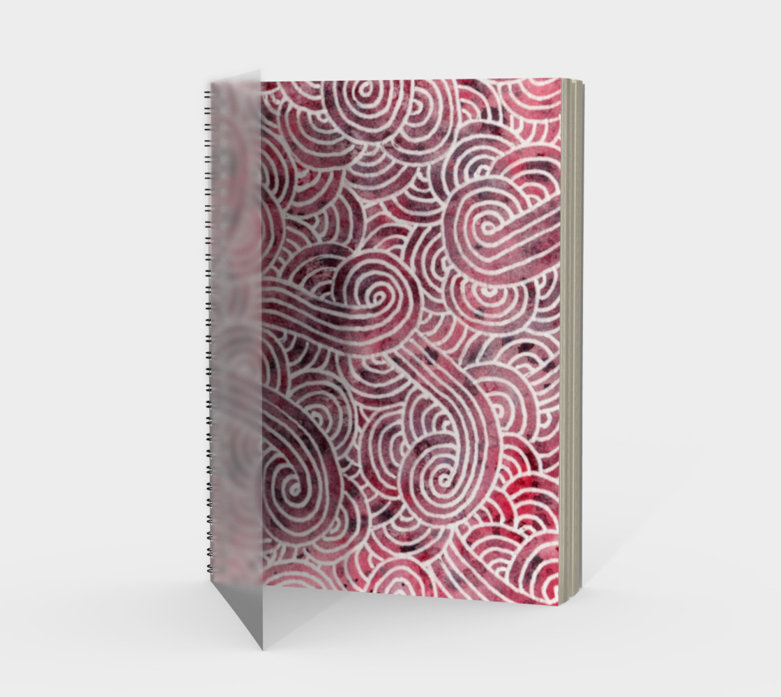 Aperçu de Red and white swirls doodles Spiral Notebook #1