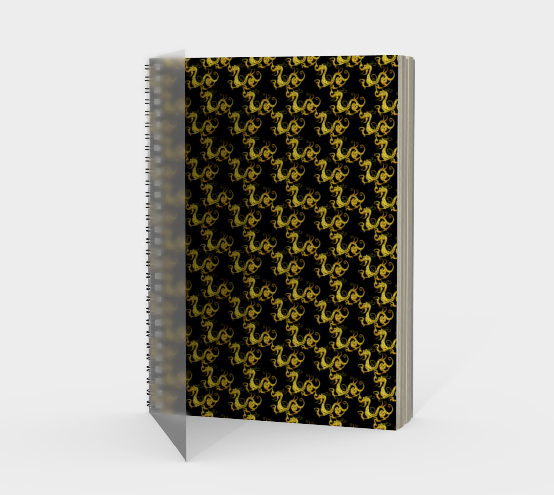 Gold Copper Dragon Black Damask preview #1