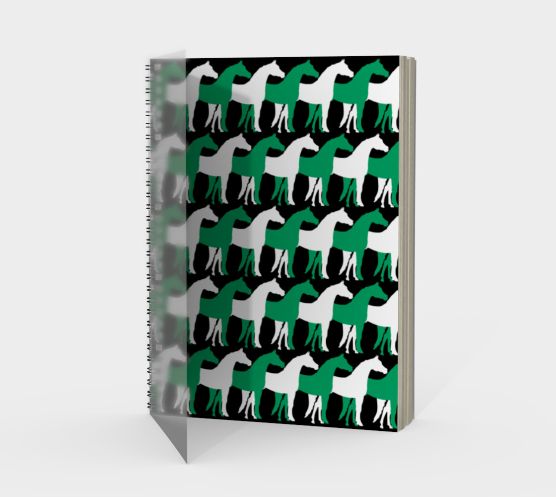 Aperçu de Shamrock Green and White Overlapping Horses on Black #1
