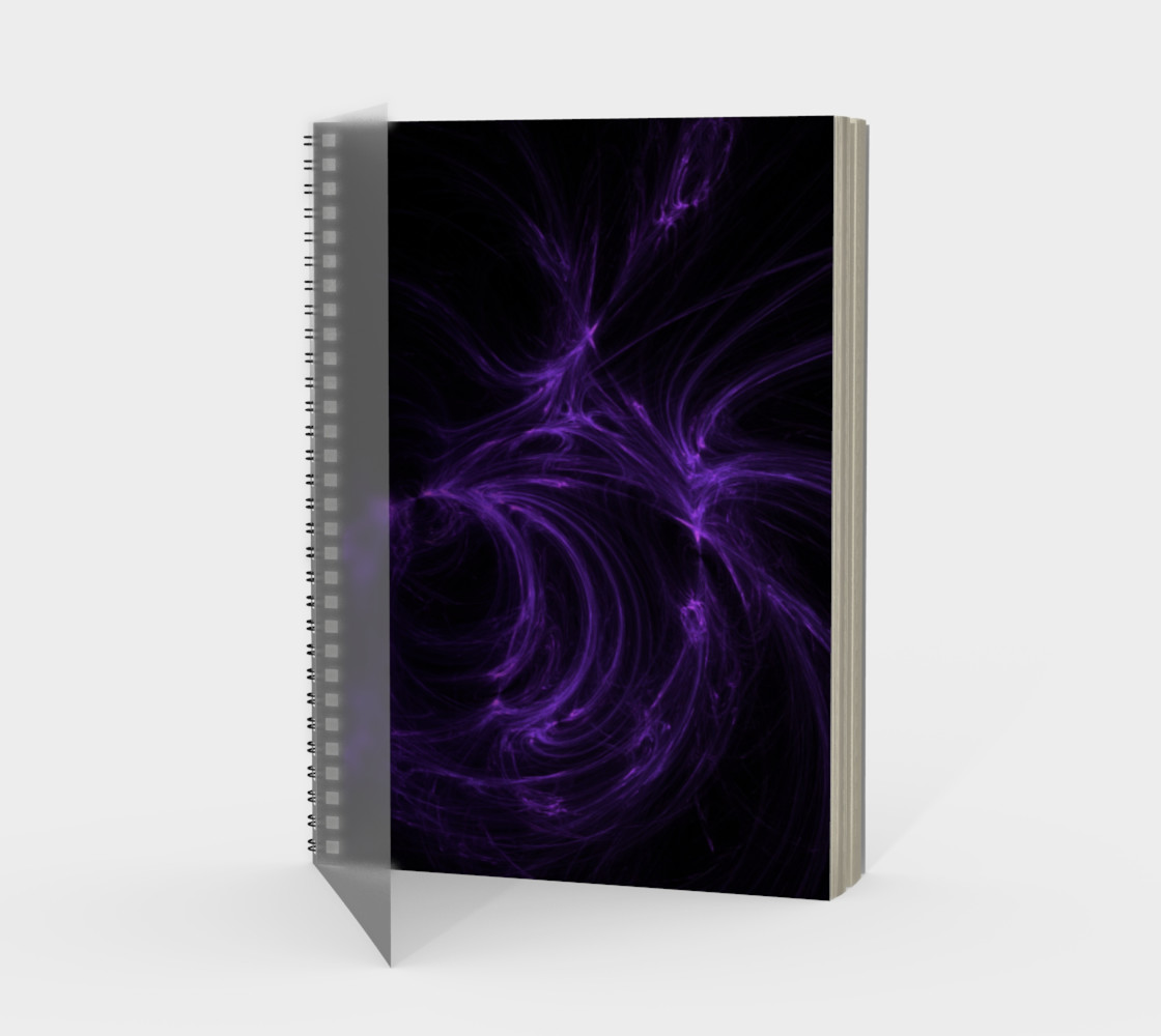Purple Fractal on Black Spiral Notebook preview #1