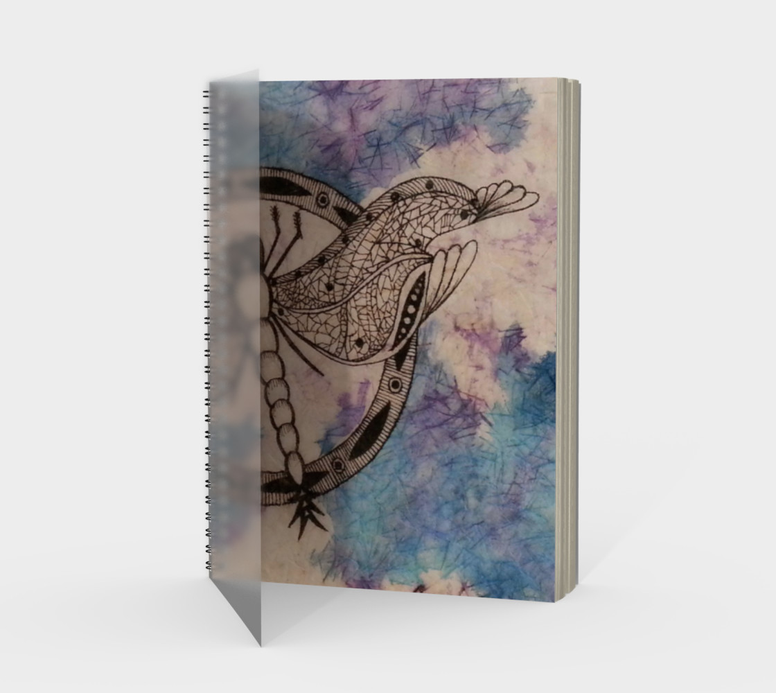 Watercolor Batik Dragonfly Mandala Spiral Notebook preview #1