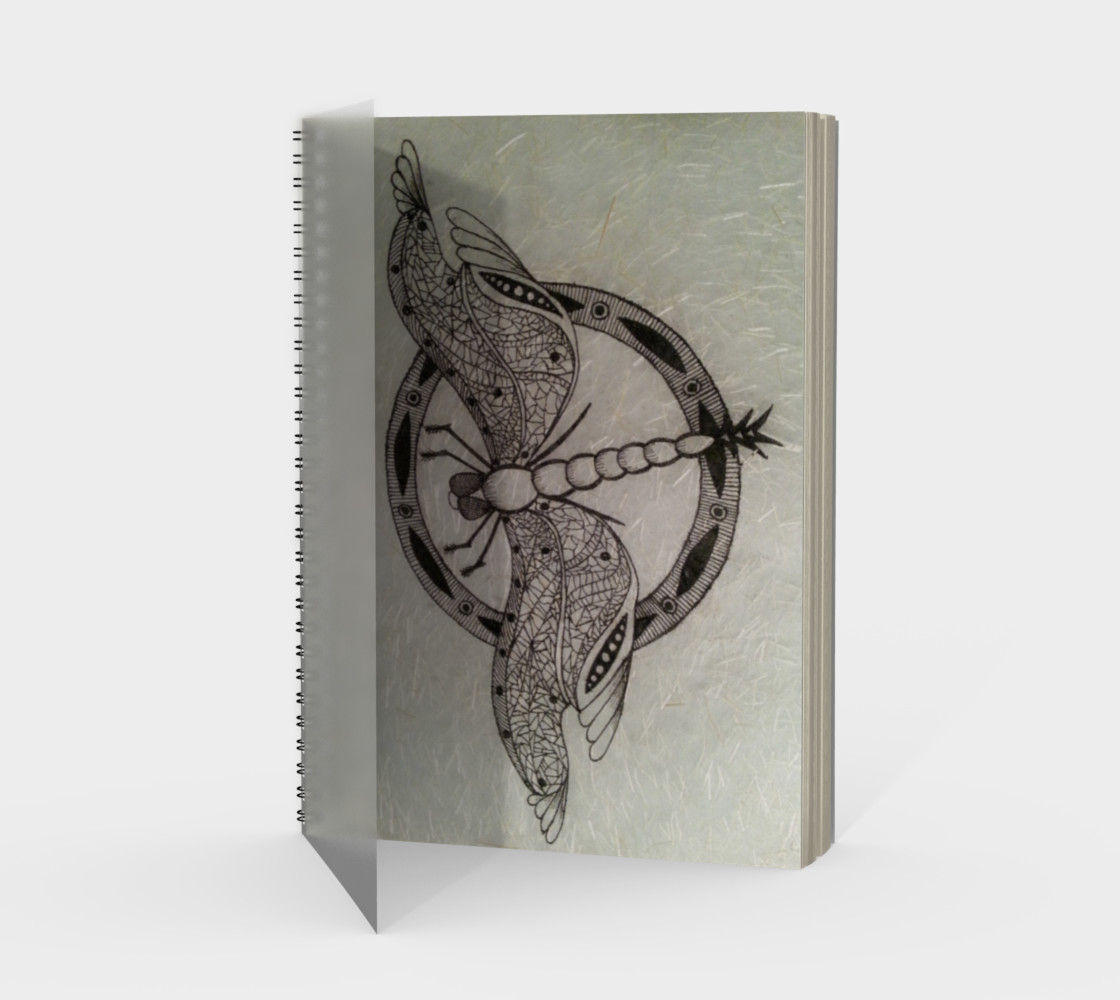 Dragonfly on Gin Washi Japanese Paper Spiral Notebook 3D preview