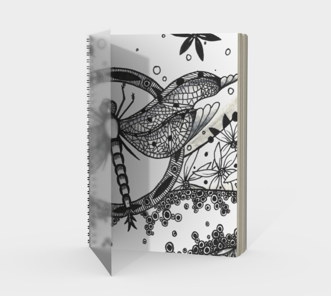 Dragonfly Shades of Gray Spiral Notebook 3D preview