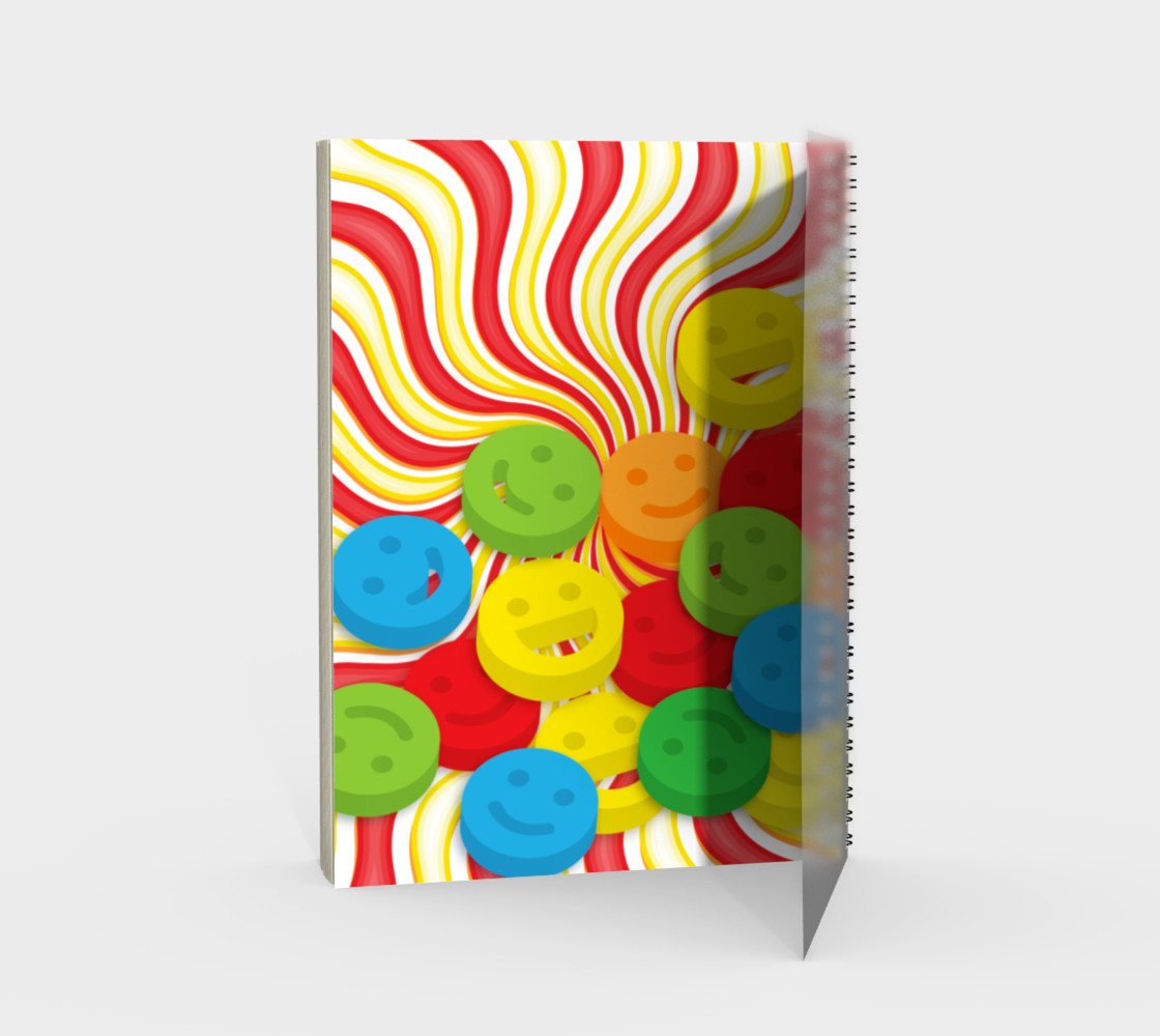 Aperçu de Rainbow Candy Swirls and Smiley Face Emojis Spiral Notebook #2
