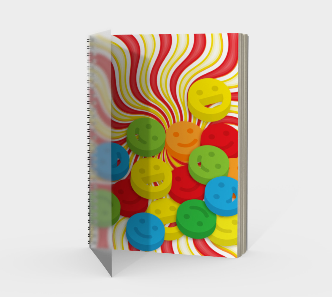 Aperçu de Rainbow Candy Swirls and Smiley Face Emojis Spiral Notebook #1