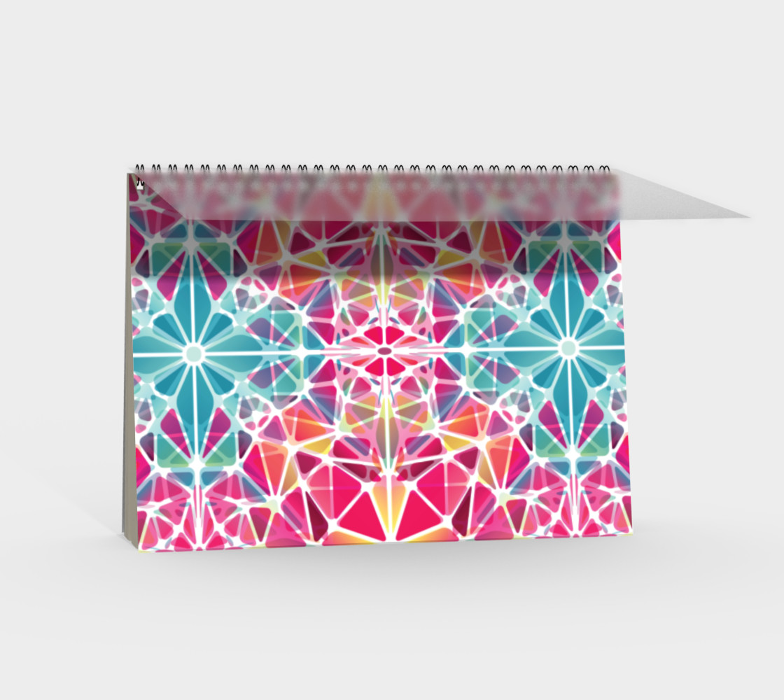 Aperçu de Pink and Blue Kaleidoscope Spiral Notebook - Landscape #2