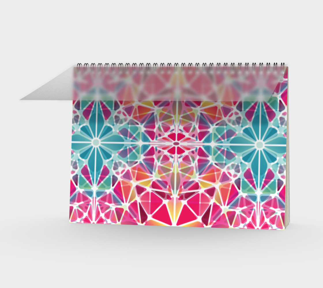 Aperçu de Pink and Blue Kaleidoscope Spiral Notebook - Landscape #1