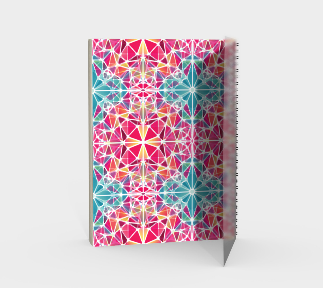 Pink and Blue Kaleidoscope Spiral Notebook - Portrait preview #2