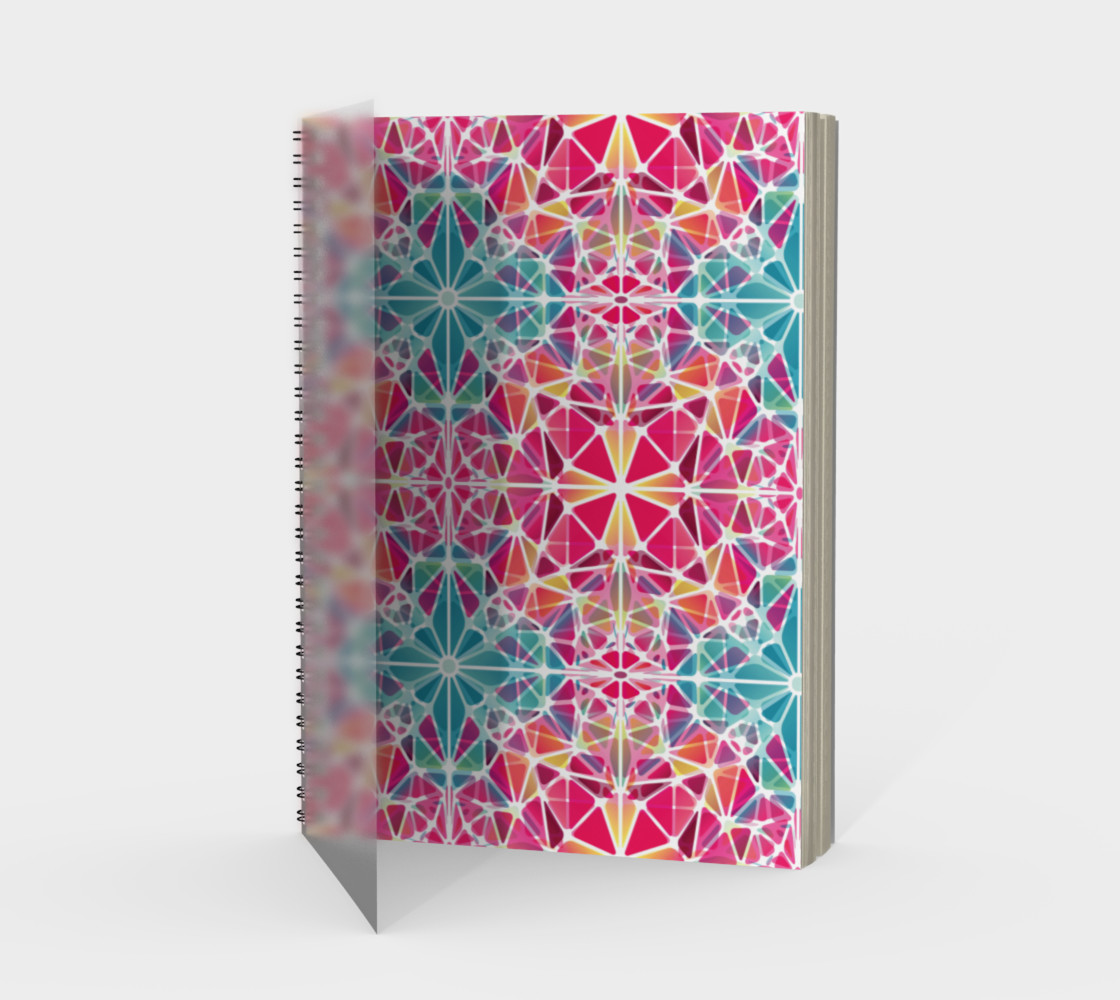 Pink and Blue Kaleidoscope Spiral Notebook - Portrait preview #1