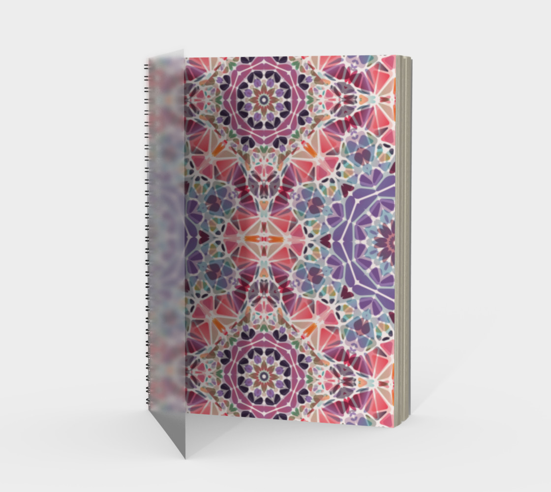 Purple and Pink Kaleidoscope Spiral Notebook - Portrait preview #1
