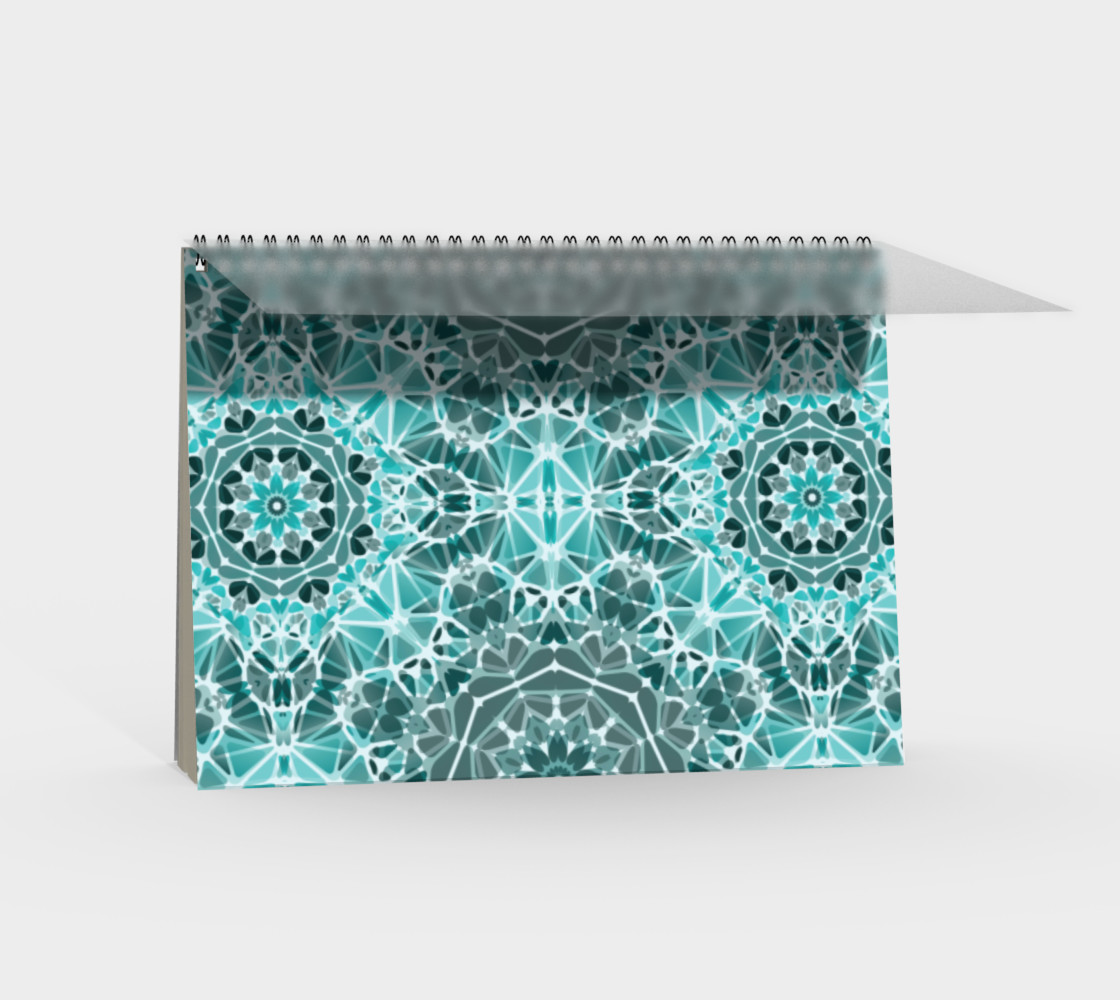 Turquoise & Gray Kaleidoscope Spiral Notebook - Landscape preview #2